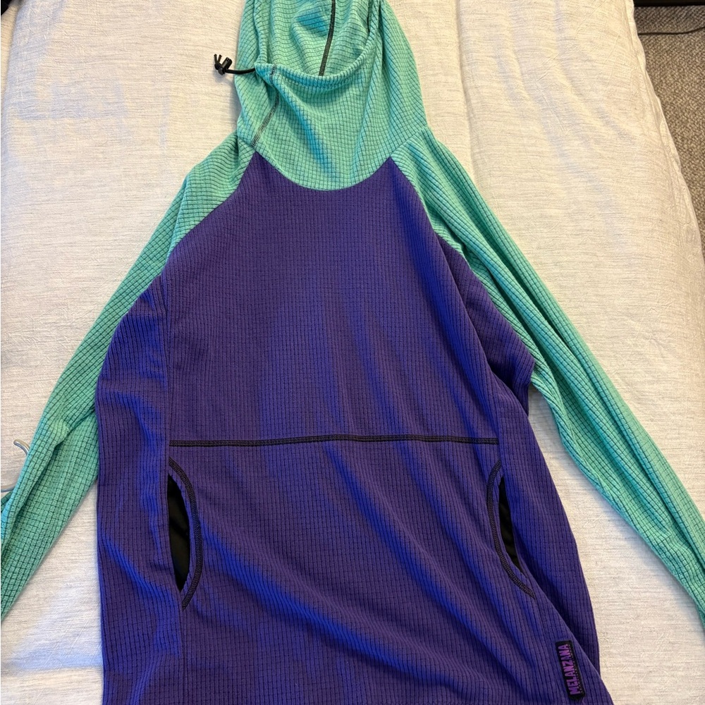 Purple and Teal Hooded Pullover Melanzana Like New